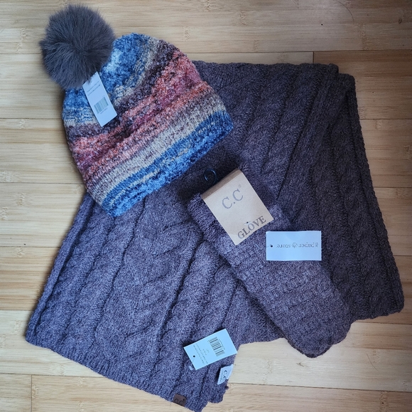 NWT C.C knit brown scarf - Picture 3 of 3